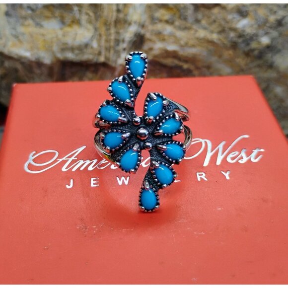 Carolyn Pollack American West Sleeping Beauty Turquoise Sterling Ring Size 9 - Picture 1 of 7